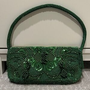 Elegant Green Beaded Shoulder Bag